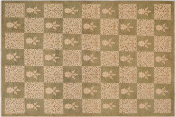 handmade Transitional Kafkaz Chobi Ziegler Lt. Green Beige Hand Knotted RECTANGLE 100% WOOL area rug 9 x 12